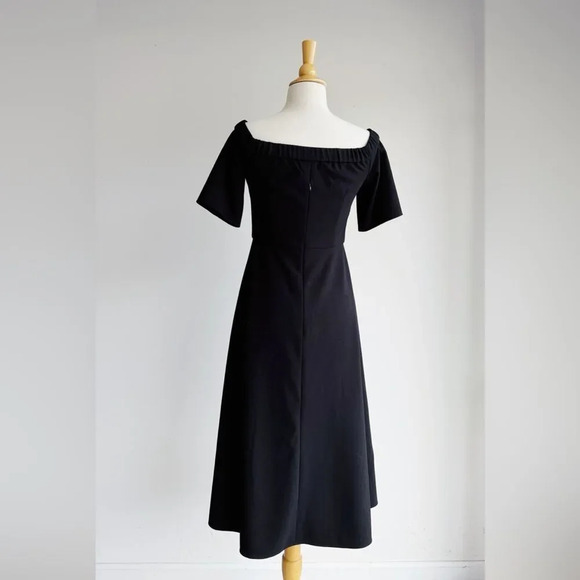 TIBI | Black Off Shoulder Midi Dress | 2 - Picture 5 of 7